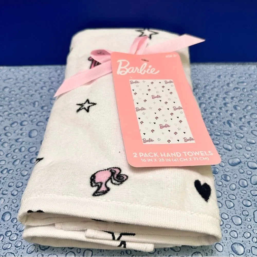 Barbie hand Towel set logo all over print